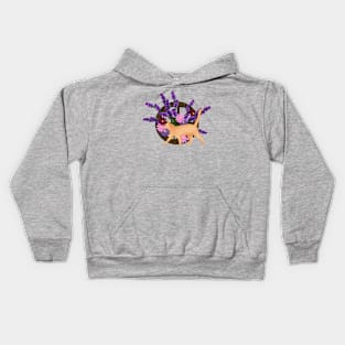 Ginger cat with flowers Kids Hoodie